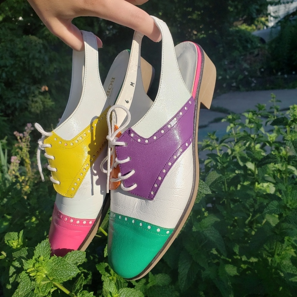 Bob Baker Vintage color blocked size 6 sling heels